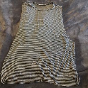 Black + White Striped Muscle Top